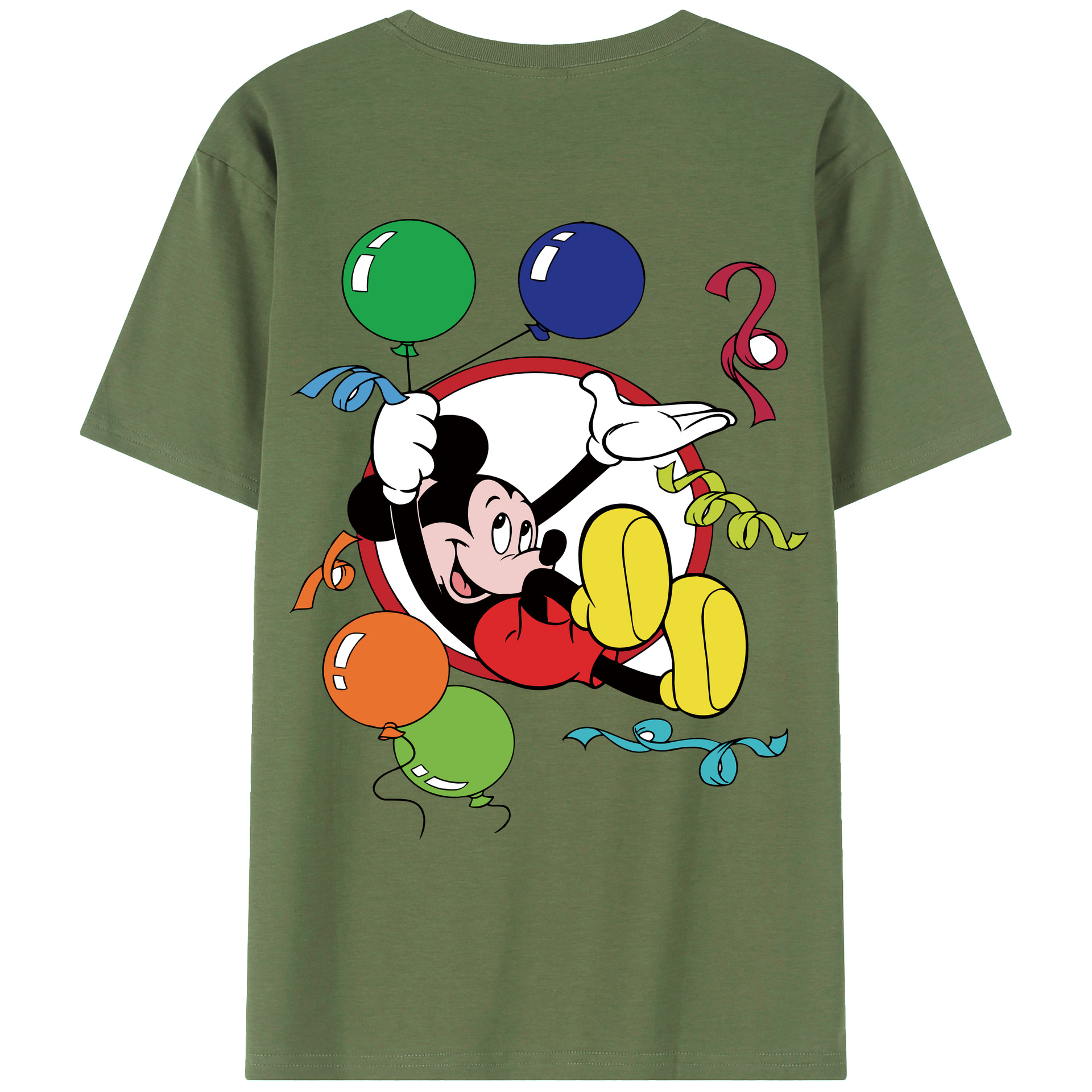 ミッキーマウス Mickey Mouse 綿100％ メンズ半袖Tシャツ（バックプリント） 通気性